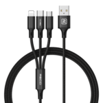 RECCI 3in1 USB -A To USB -C -C+Lightning+Micro Cable RCS -D120 - Black