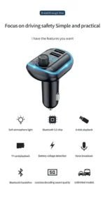yesido FM Transmitter Y44 - Black - Image 5