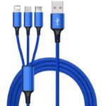 RECCI 3in1 USB -A To USB -C -C+Lightning+Micro Cable RS26T - Blue