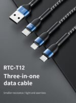 ⁦RECCI CABLE USB-A TO USB-C+Lightning+Micro T12 - White⁩ - الصورة ⁦7⁩