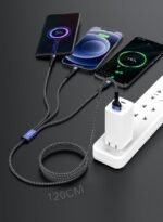 ⁦RECCI CABLE USB-A TO USB-C+Lightning+Micro T12 - White⁩ - الصورة ⁦6⁩