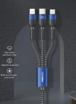 ⁦RECCI CABLE USB-A TO USB-C+Lightning+Micro T12 - White⁩ - الصورة ⁦3⁩