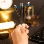 ⁦RECCI CABLE USB-A TO USB-C+Lightning+Micro T12 - White⁩ - الصورة ⁦2⁩