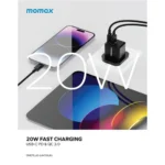 ⁦momax ONEPLUG 20W USB -C (UM35UK) Black⁩ - الصورة ⁦2⁩