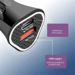 Lavvento Ultra -Fast QC3 PD Car Charger with Type -C 38W - Black - Image 4