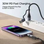 Joyroom cable A37-2T2 USB-A+Type-C to Lightning+Type-C Cable 1.2m - Black - Image 4