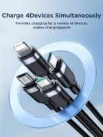 Joyroom cable S-A18 3.5A USB-AtoLightning+Type-C+Micro 1.2m - Black - Image 8