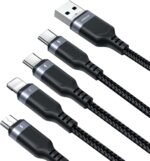 Joyroom cable S-A18 3.5A USB-AtoLightning+Type-C+Micro 1.2m - Black - Image 2