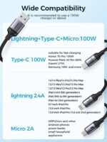 ⁦Joyroom cable S-A21 100W (USB-A to L+C+M) 1.2m - Black⁩ - الصورة ⁦2⁩