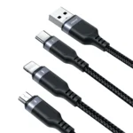 Joyroom cable S-A18 3.5A (USB-A to L+C+M) 0.3m - Black - Image 4